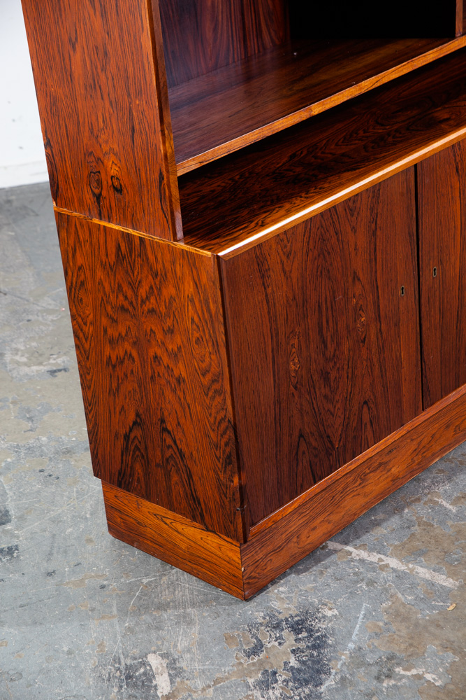 Mid Century Danish Modern Credenza Bookshelf Cabinet Brazilian Rosewood Drawers Locking Modular Shelving - Image 10