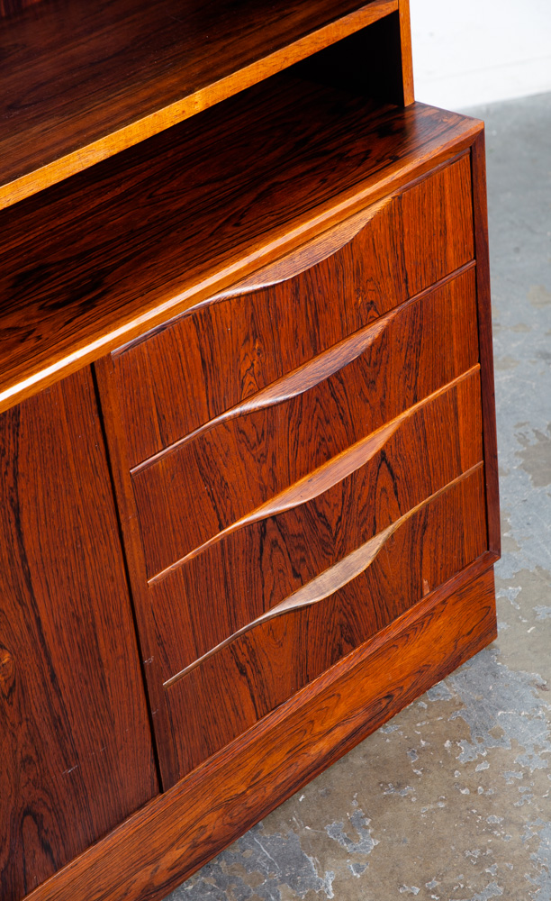 Mid Century Danish Modern Credenza Bookshelf Cabinet Brazilian Rosewood Drawers Locking Modular Shelving - Image 6