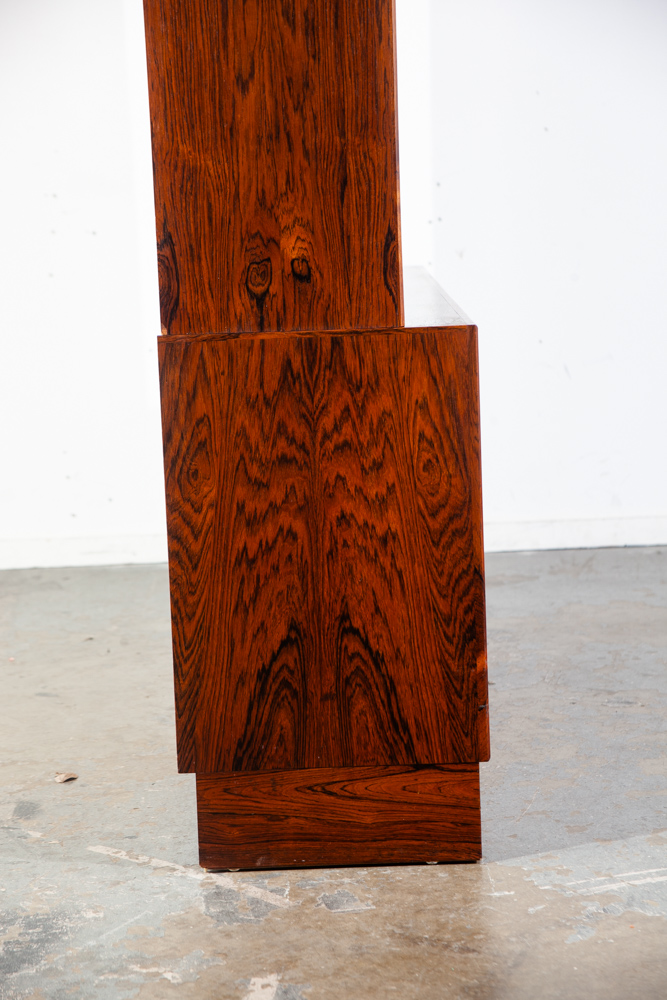 Mid Century Danish Modern Credenza Bookshelf Cabinet Brazilian Rosewood Drawers Locking Modular Shelving - Image 4