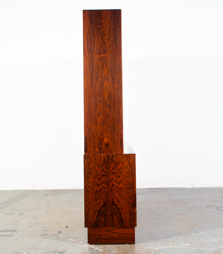 Mid Century Danish Modern Credenza Bookshelf Cabinet Brazilian Rosewood Drawers Locking Modular Shelving - Image 3