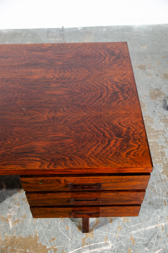 Mid Century Danish Modern Desk Brazilian Rosewood Executive Kai Kristiansen Mcm Floating Office 6 drawer Locking Bookshelf - Image 11