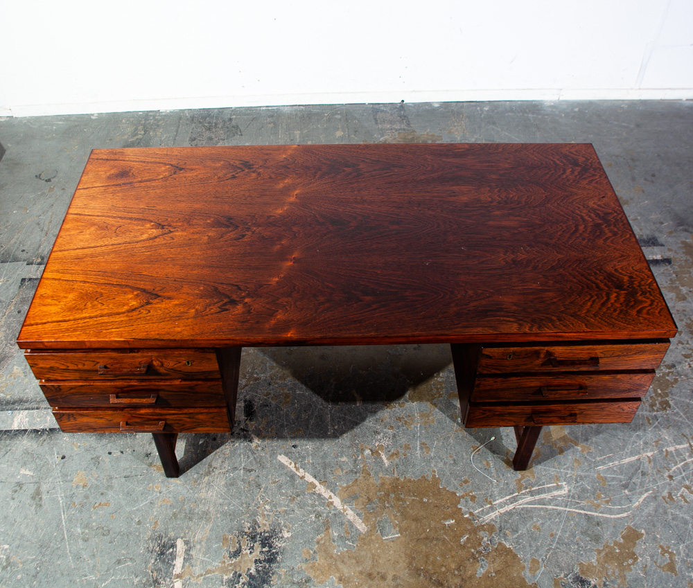 Mid Century Danish Modern Desk Brazilian Rosewood Executive Kai Kristiansen Mcm Floating Office 6 drawer Locking Bookshelf - Image 6