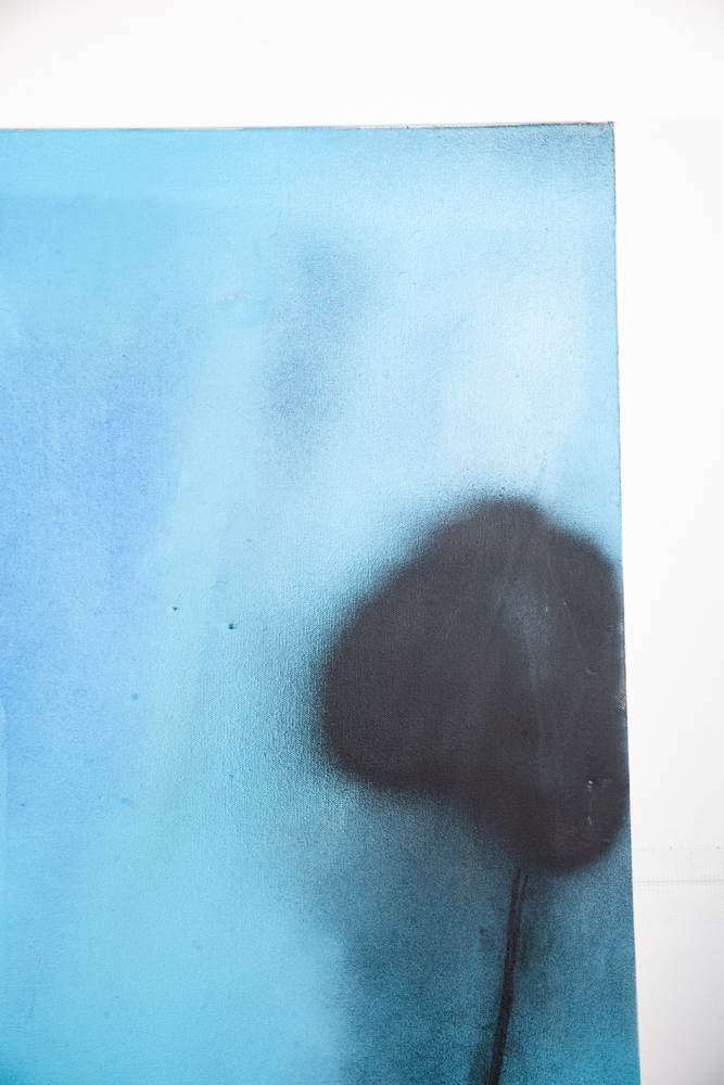 Mid Century Modern Original Painting Art Abstract Expressionist 48x48 Blue Black Square - Image 7