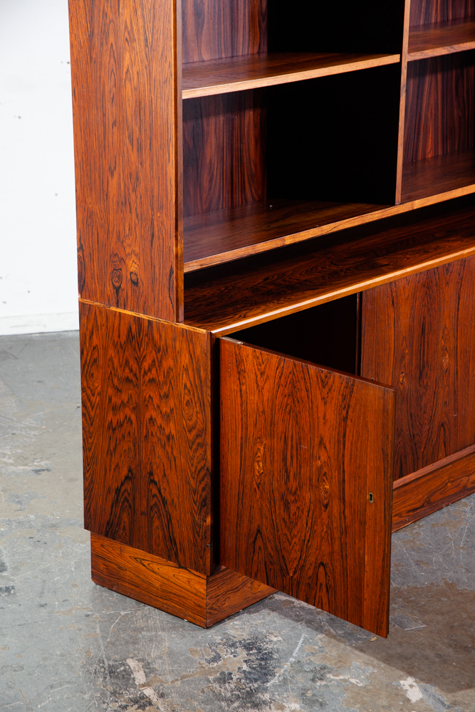Mid Century Danish Modern Credenza Bookshelf Cabinet Brazilian Rosewood Drawers Locking Modular Shelving - Image 9