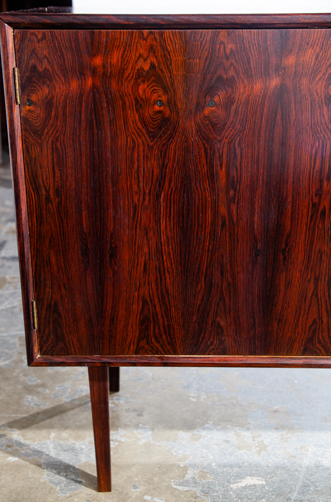 Mid Century Danish Modern Credenza Sideboard Brazilian Rosewood Denmark Drawers Round Handles Pulls Compact Small - Image 6