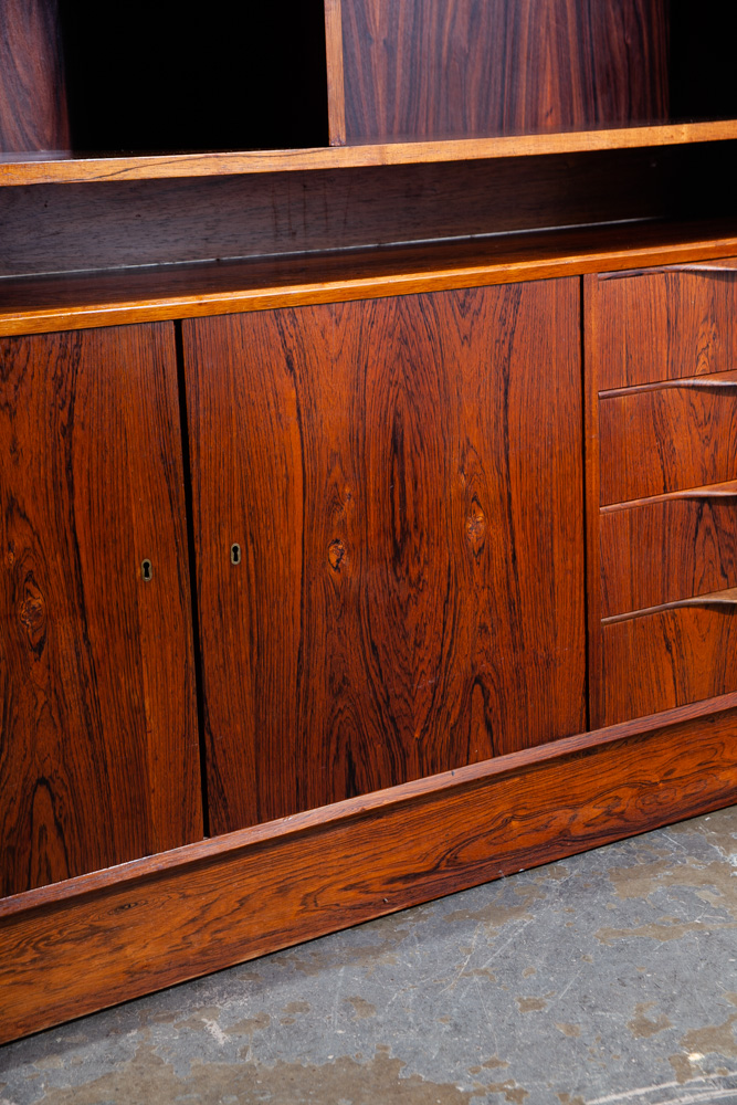 Mid Century Danish Modern Credenza Bookshelf Cabinet Brazilian Rosewood Drawers Locking Modular Shelving - Image 12