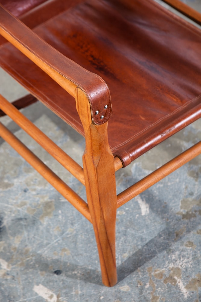 Mid Century Danish Modern lounge Chairs Safari Brown Leather Arm Kaare Klint Tan Beech Wood Denmark - Image 9