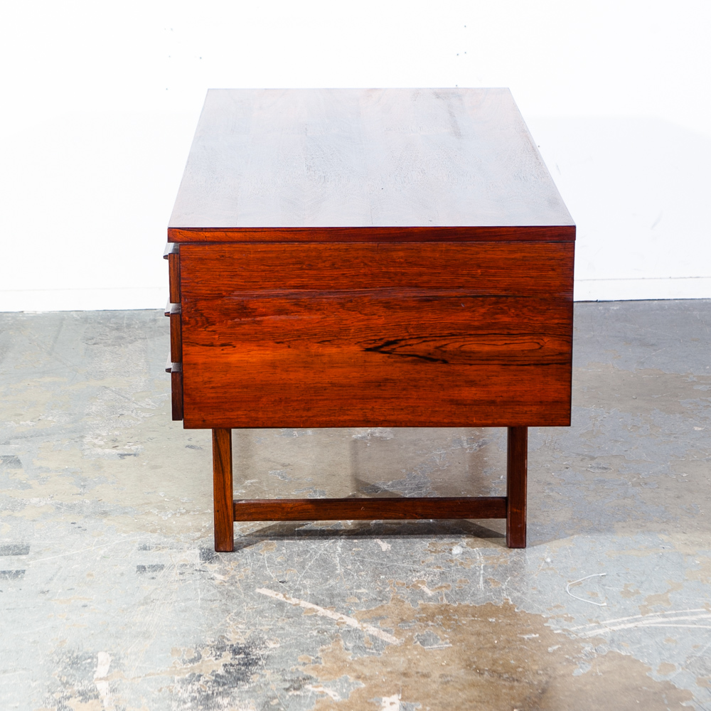 Mid Century Danish Modern Desk Brazilian Rosewood Executive Kai Kristiansen Mcm Floating Office 6 drawer Locking Bookshelf - Image 7
