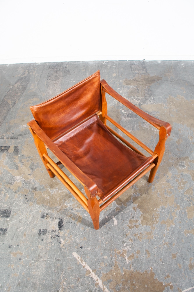 Mid Century Danish Modern lounge Chairs Safari Brown Leather Arm Kaare Klint Tan Beech Wood Denmark - Image 8