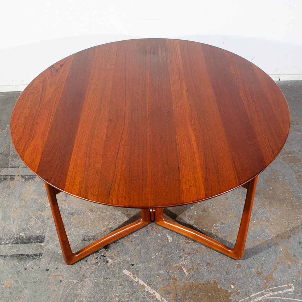 Mid Century Danish Modern Dining Table Solid Teak Peter Hvidt France & Son Orla Molgaard Leaf Oval Round Expanding - Image 2
