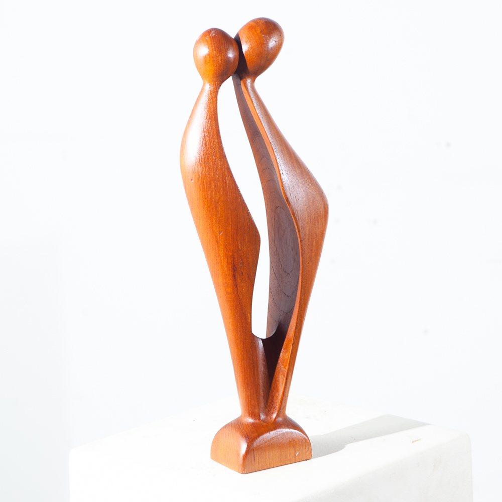Mid Century Danish Modern Sculpture Solid Teak Wood Denmark Abstract Signed Mcm