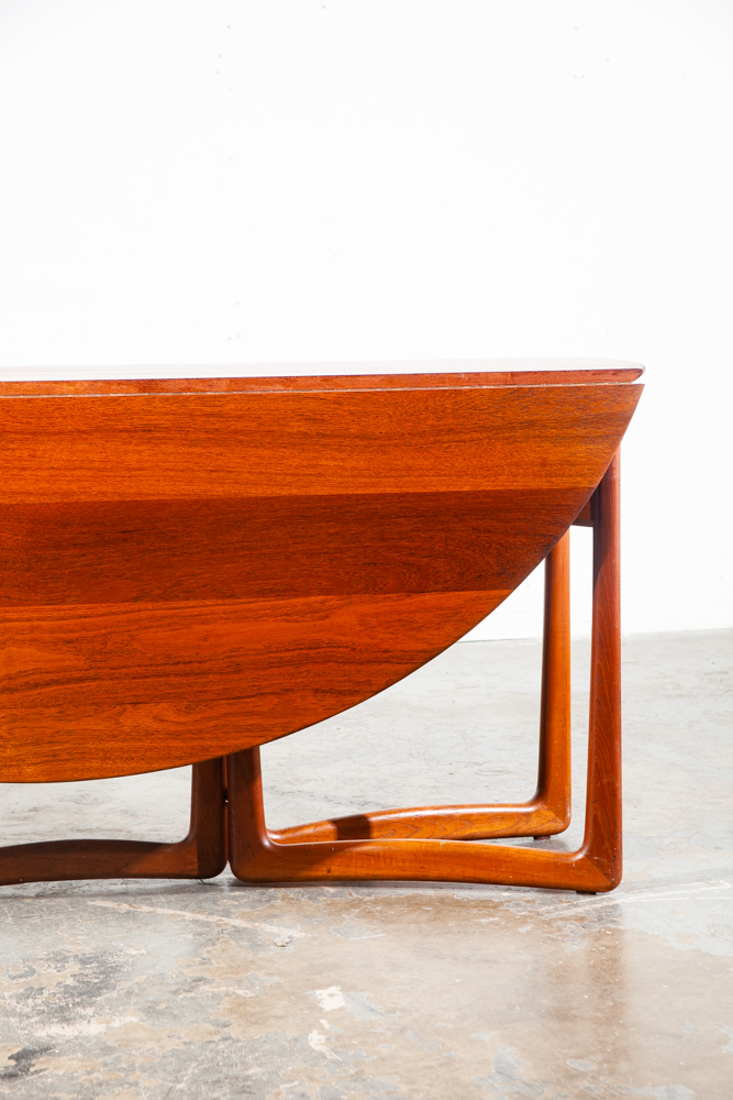 Mid Century Danish Modern Dining Table Solid Teak Peter Hvidt France & Son Orla Molgaard Leaf Oval Round Expanding - Image 11