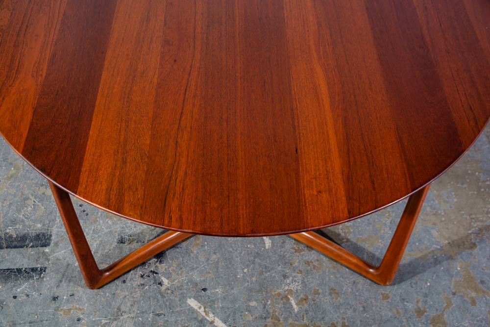 Mid Century Danish Modern Dining Table Solid Teak Peter Hvidt France & Son Orla Molgaard Leaf Oval Round Expanding - Image 9