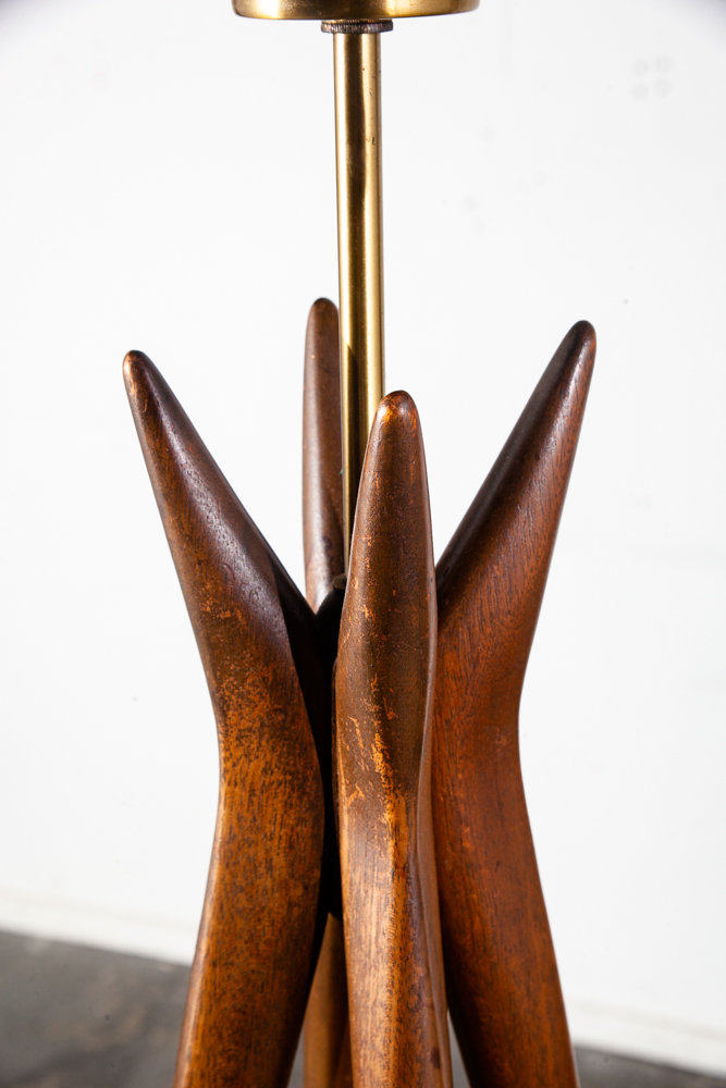 Mid Century Modern Table Lamp Sculptural Walnut Wood Adrian Pearsall Kagan Brass Vintage Danish Mcm Denmark - Image 6