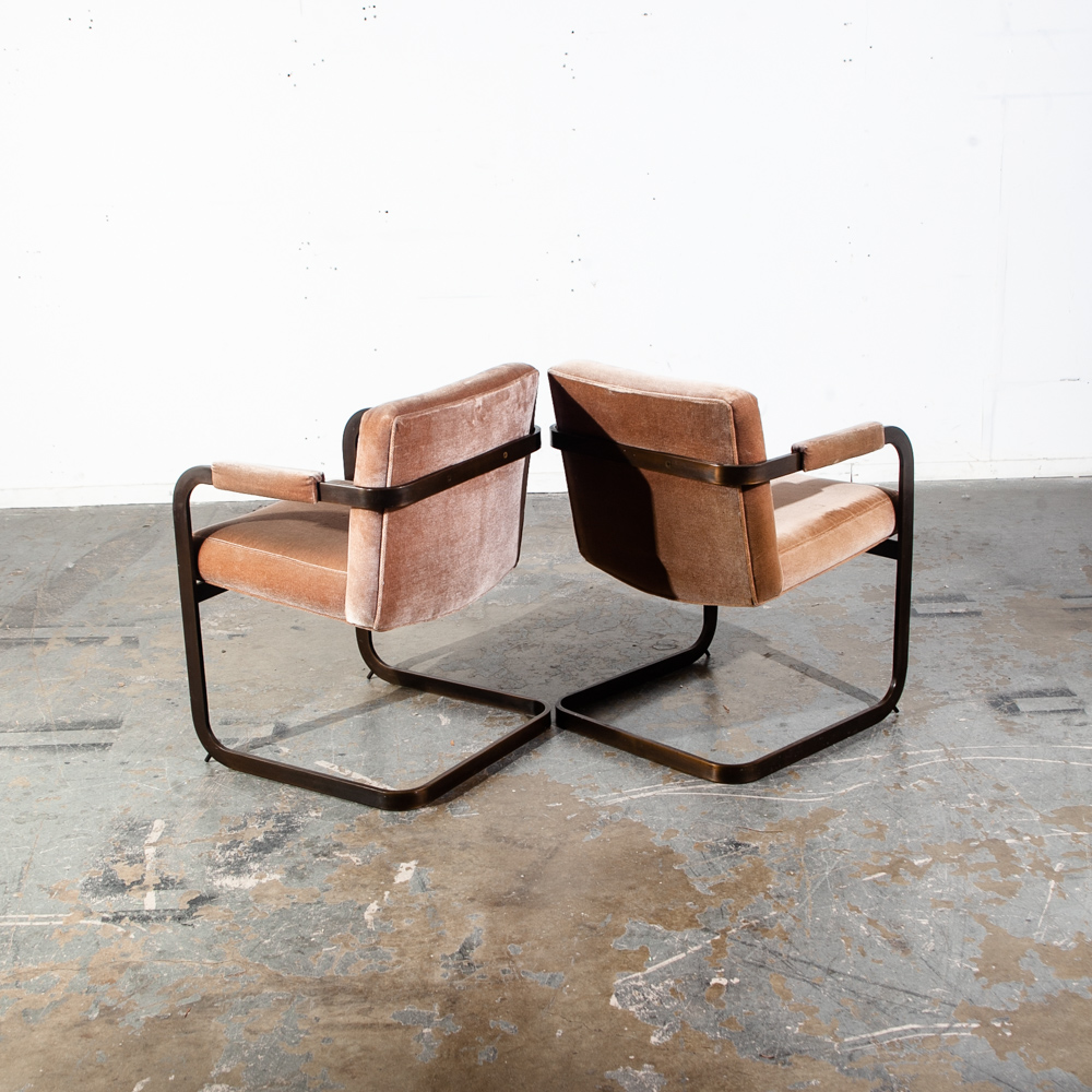 Mid Century Modern Lounge Chairs Cantilever Armchair Milo Baughman Thayer Coggin Vintage Set of Two Danish Mcm Denmark - Image 4