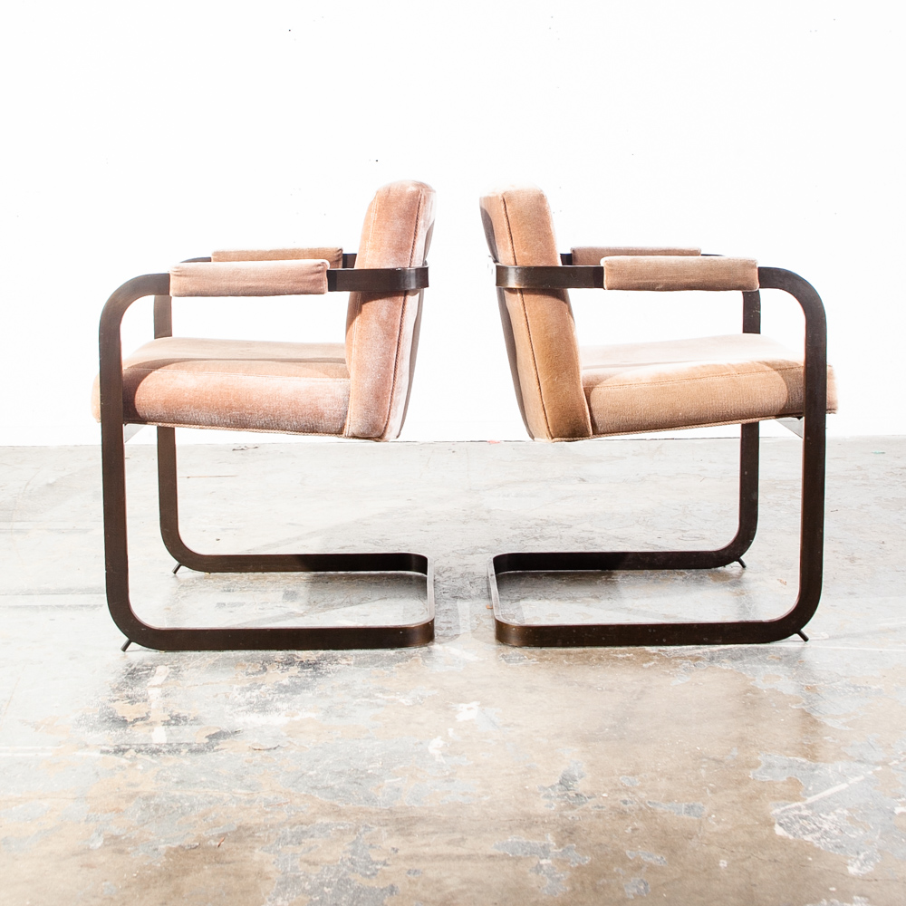 Mid Century Modern Lounge Chairs Cantilever Armchair Milo Baughman Thayer Coggin Vintage Set of Two Danish Mcm Denmark - Image 2
