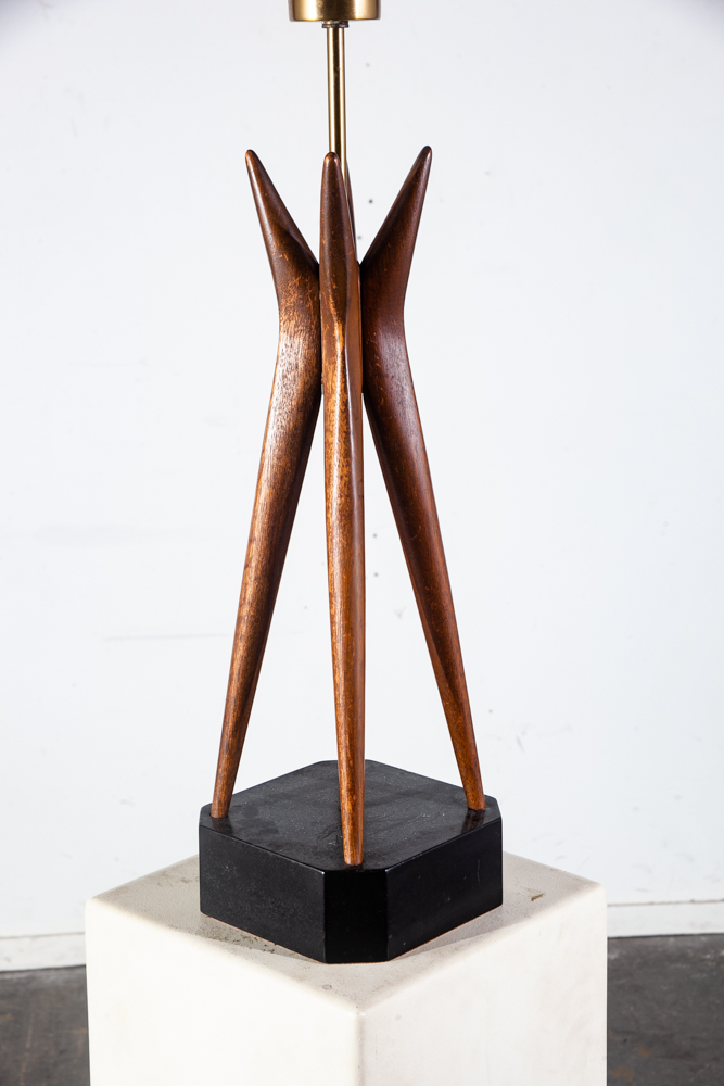 Mid Century Modern Table Lamp Sculptural Walnut Wood Adrian Pearsall Kagan Brass Vintage Danish Mcm Denmark - Image 5