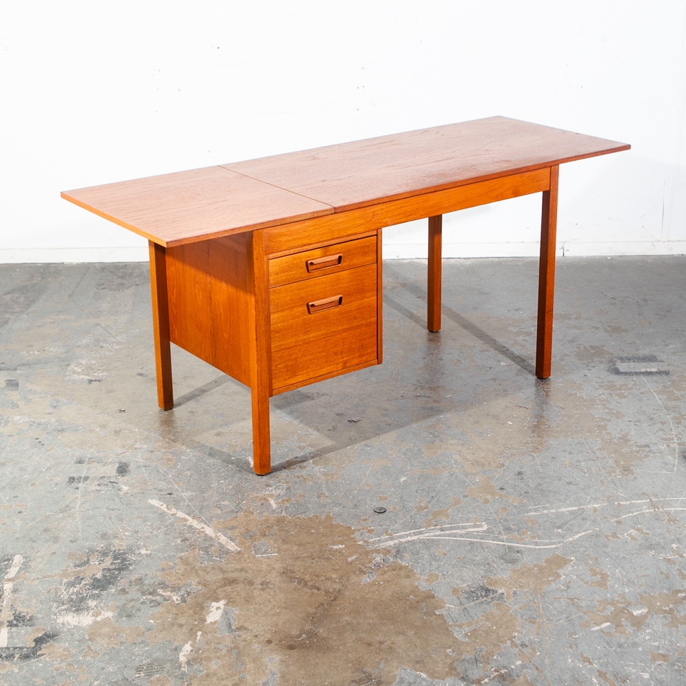 Mid Century Danish Modern Desk Office Flip Top Drop leaf Teak Vodder Denmark NM - Image 4