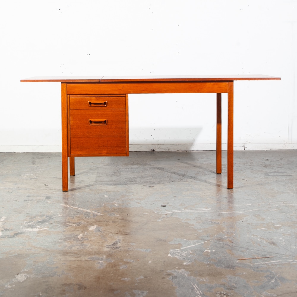 Mid Century Danish Modern Desk Office Flip Top Drop leaf Teak Vodder Denmark NM - Image 2