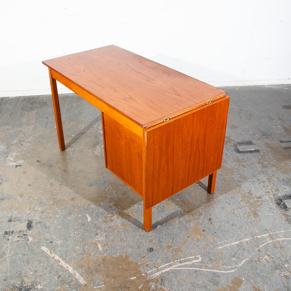 Mid Century Danish Modern Desk Office Flip Top Drop leaf Teak Vodder Denmark NM - Image 5
