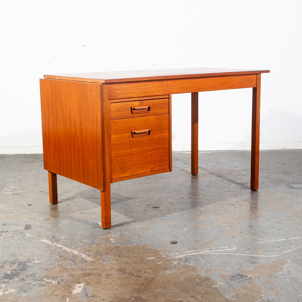 Mid Century Danish Modern Desk Office Flip Top Drop leaf Teak Vodder Denmark NM
