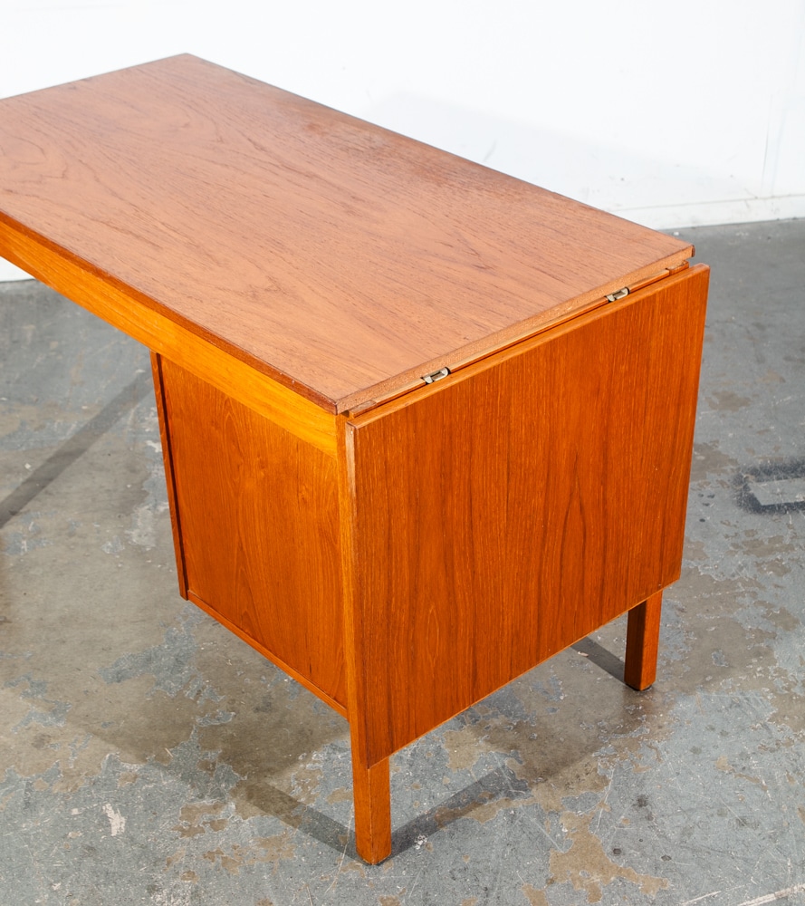 Mid Century Danish Modern Desk Office Flip Top Drop leaf Teak Vodder Denmark NM - Image 8