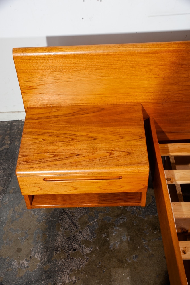 Mid Century Danish Modern Headboard Teak Bed Frame Queen Floating Denmark - Image 10