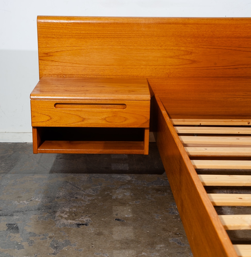 Mid Century Danish Modern Headboard Teak Bed Frame Queen Floating Denmark - Image 7