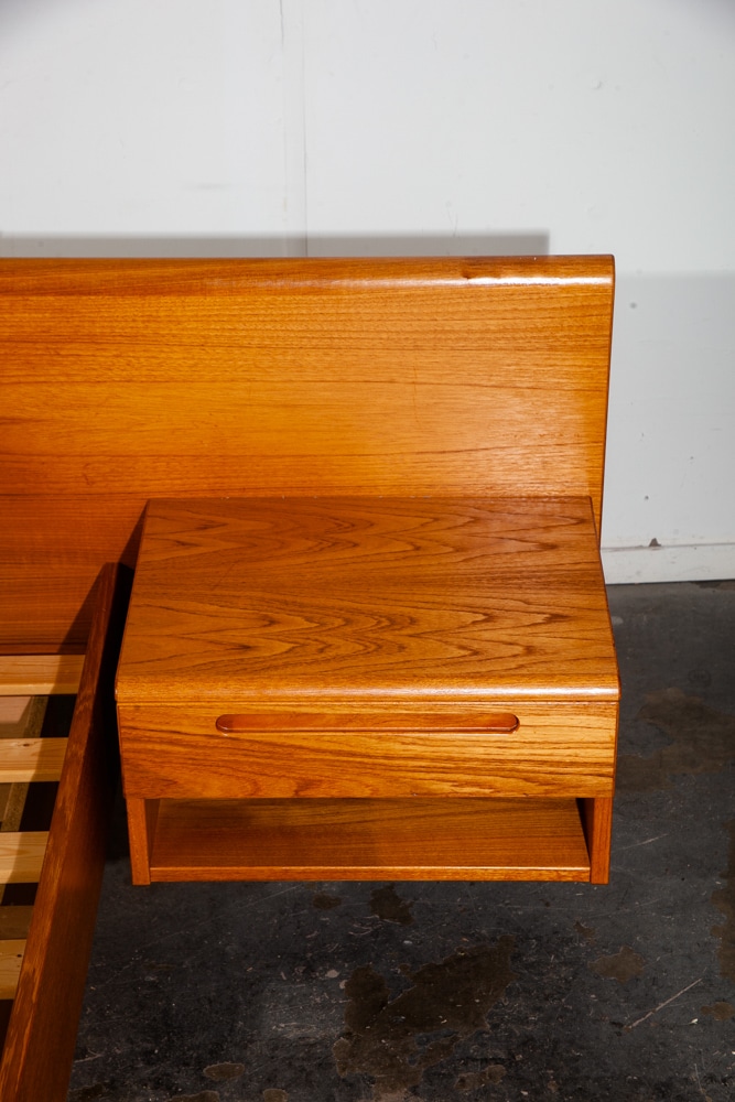 Mid Century Danish Modern Headboard Teak Bed Frame Queen Floating Denmark - Image 11