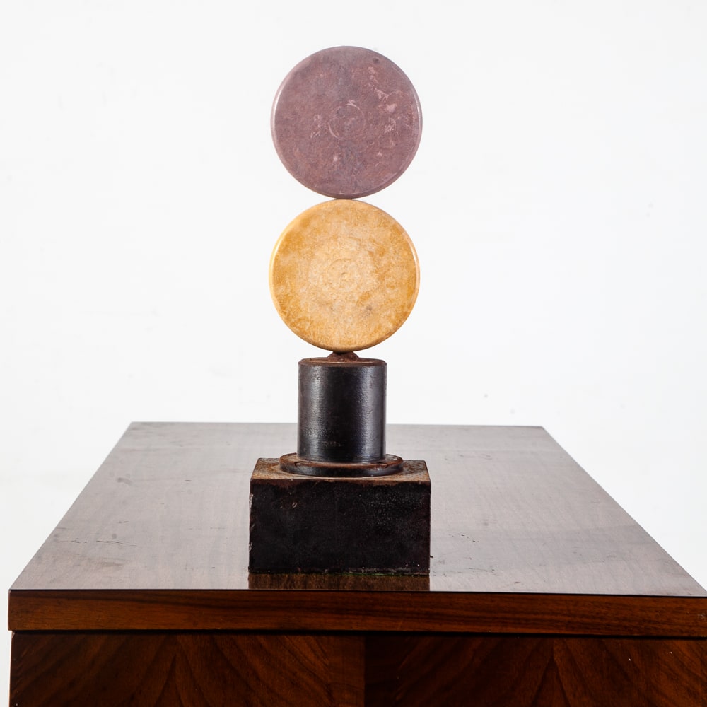 Mid Century Modern Sculpture Original Modular Art Abstract Circles s Metal Small - Image 3