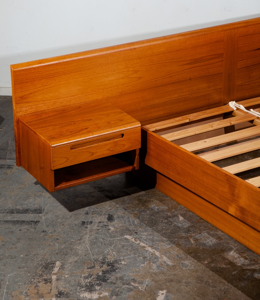 Mid Century Danish Modern Headboard Teak Bed Frame Queen Floating Denmark - Image 6
