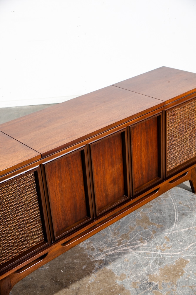 Mid Century Modern Stereo Console Record Player Silvertone Serviced Hifi Radio - Image 11
