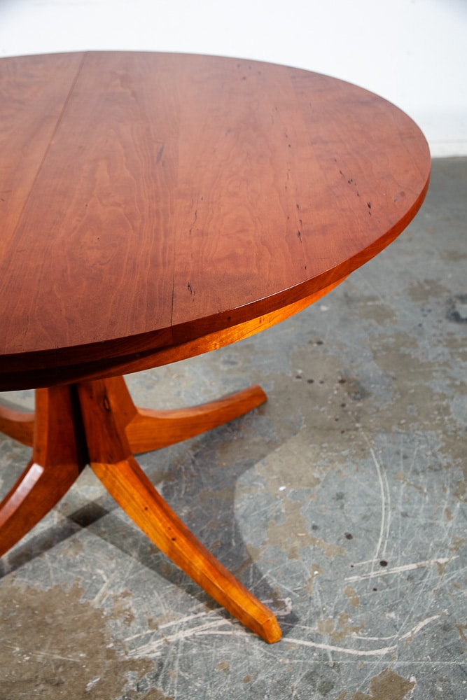 Mid Century Modern Dining Table Solid Cherry Wood Sculpted Round Custom Vintage Thos Moser - Image 7