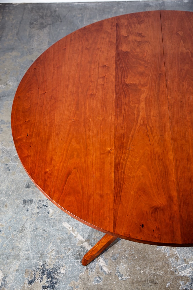Mid Century Modern Dining Table Solid Cherry Wood Sculpted Round Custom Vintage Thos Moser - Image 5