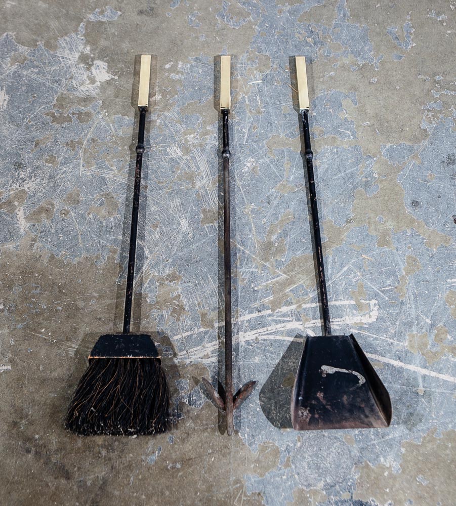 Mid Century Modern Fire Tools Metal Brass Pilgrim Seymour Preway Set Stand Gold - Image 8