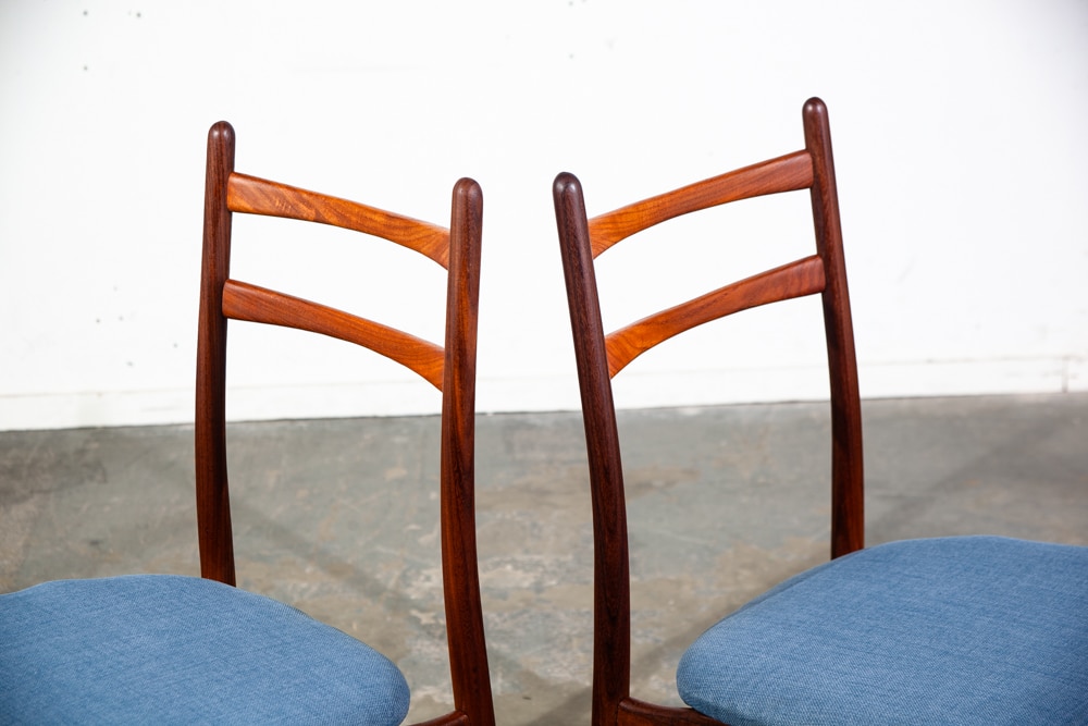 Mid Century Danish Modern Dining Chairs Set 8 Teak Hartmut Lohmeyer Blue High M - Image 5