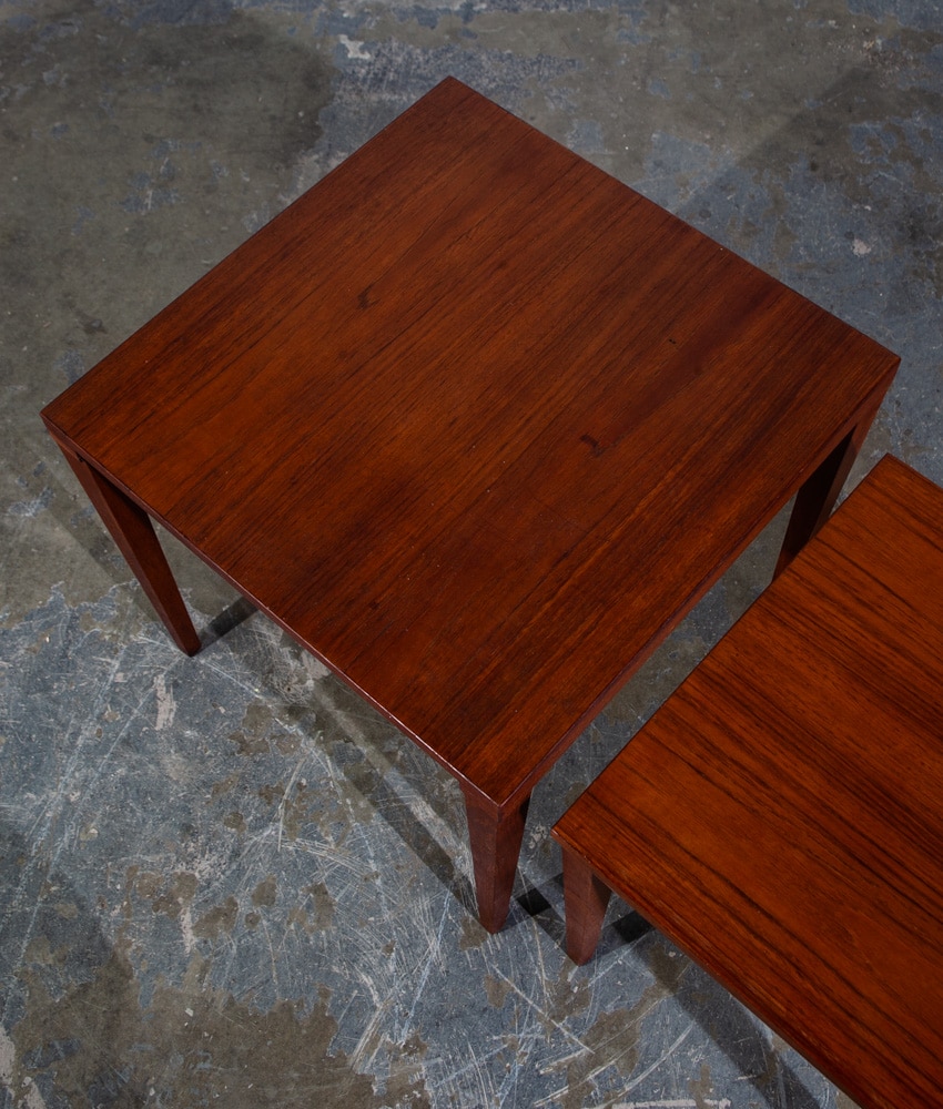 Mid Century Danish Modern Nesting Tables Teak Set of 2 Denmark Side End Table VG - Image 4