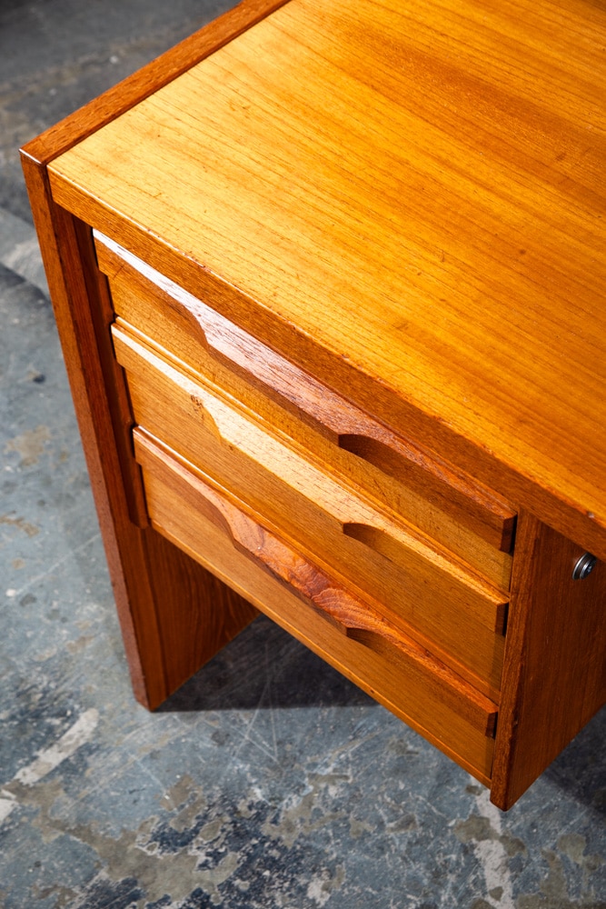 Mid Century Danish Modern Desk Executive Teak Denmark Vintage Office Wood File - Image 5