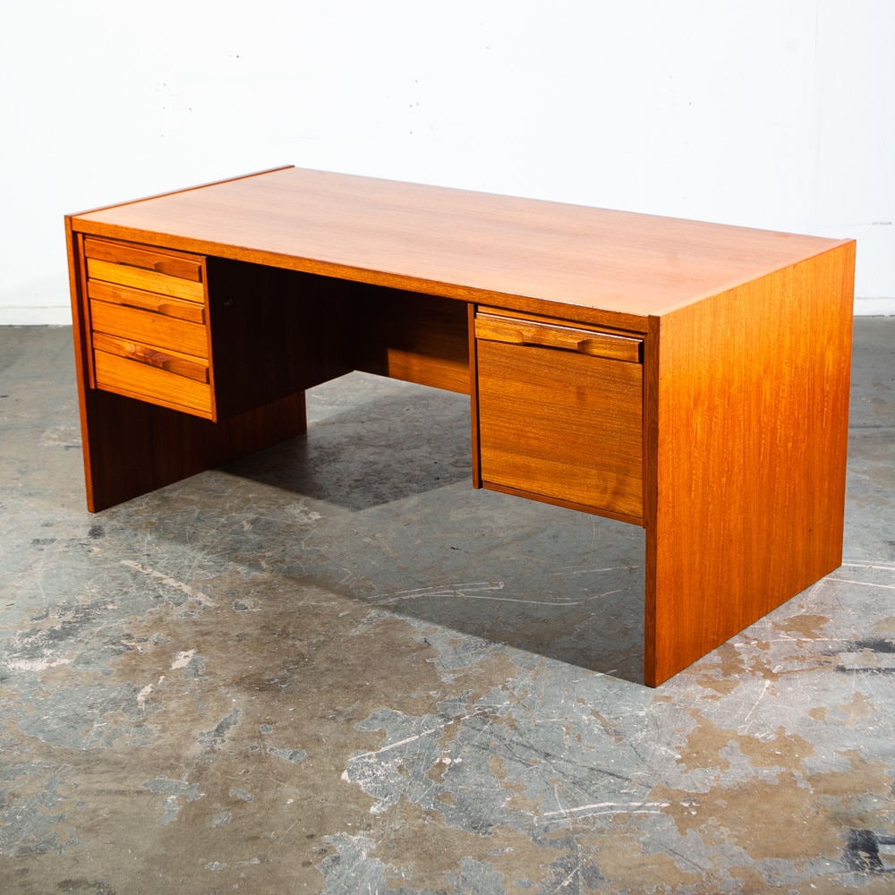 Mid Century Danish Modern Desk Executive Teak Denmark Vintage Office Wood File
