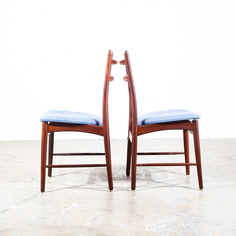 Mid Century Danish Modern Dining Chairs Set 8 Teak Hartmut Lohmeyer Blue High M - Image 9