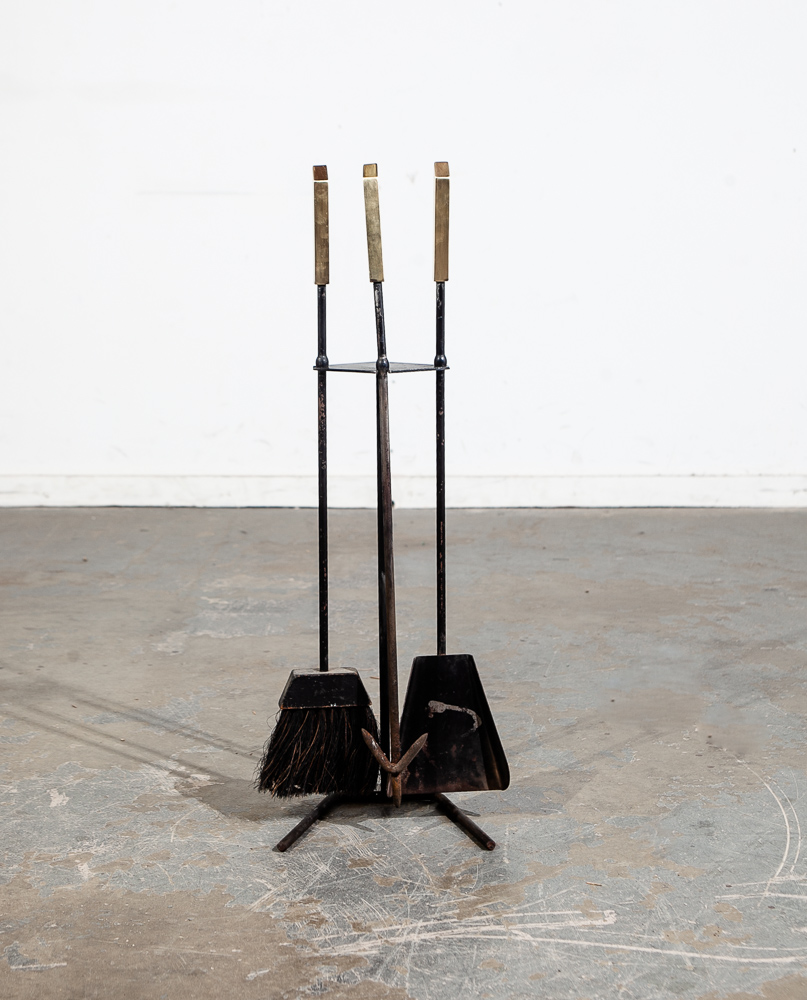 Mid Century Modern Fire Tools Metal Brass Pilgrim Seymour Preway Set Stand Gold - Image 5