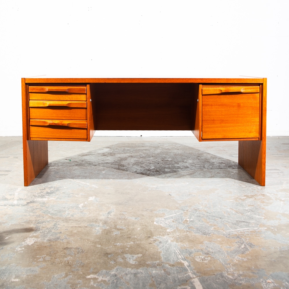 Mid Century Danish Modern Desk Executive Teak Denmark Vintage Office Wood File - Image 2