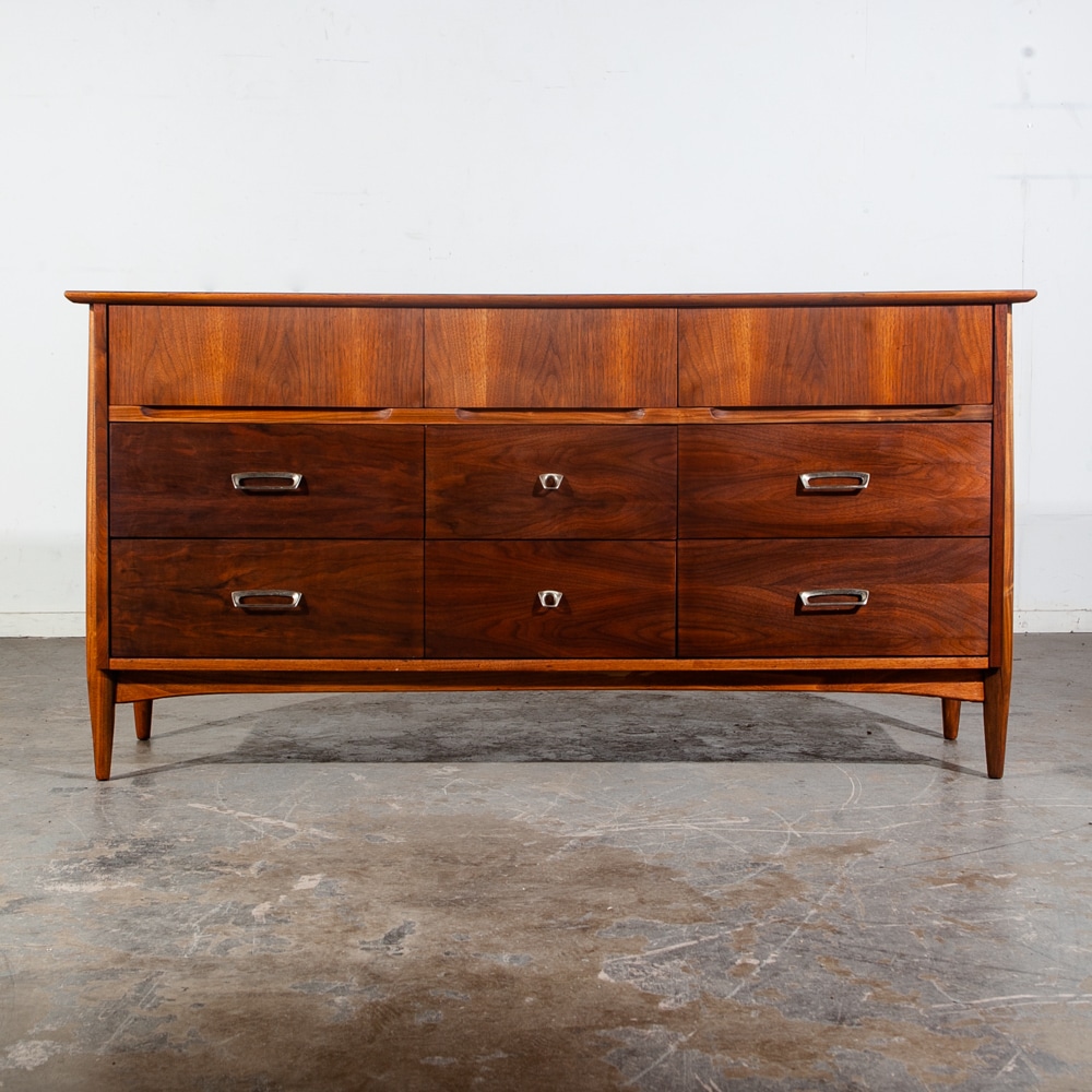 Mid Century Modern Dresser Credenza Walnut 9 Drawer Restored Lane Drexel Vintage - Image 2