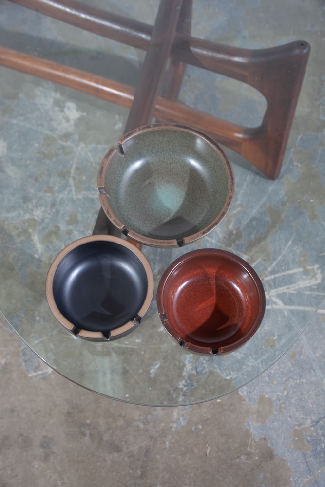 Mid Century Modern Ashtray Set 3 Edith Heath Ceramics Studio Black Red Green Mcm - Image 3