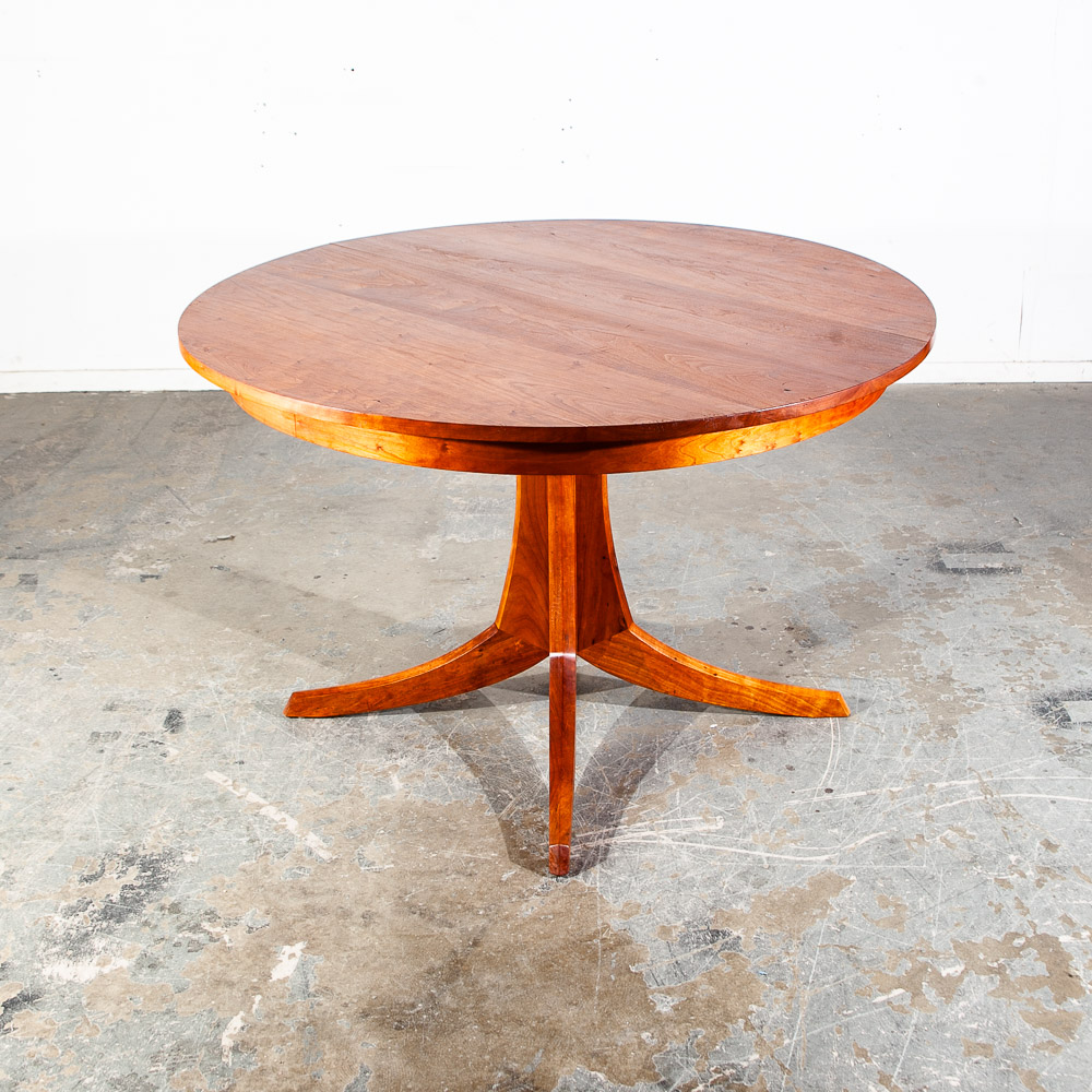 Mid Century Modern Dining Table Solid Cherry Wood Sculpted Round Custom Vintage Thos Moser - Image 9
