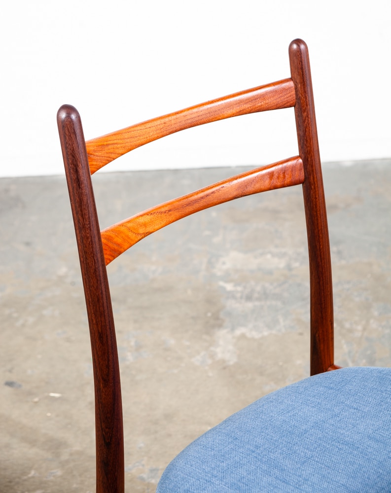 Mid Century Danish Modern Dining Chairs Set 8 Teak Hartmut Lohmeyer Blue High M - Image 10