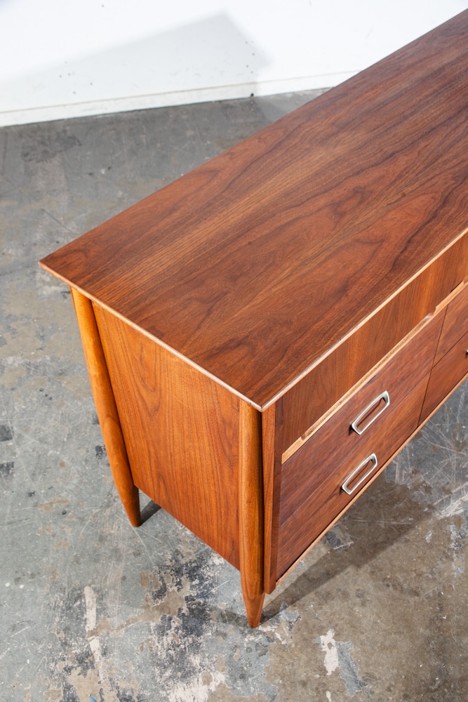 Mid Century Modern Dresser Credenza Walnut 9 Drawer Restored Lane Drexel Vintage - Image 8