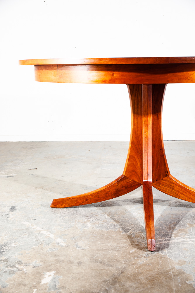 Mid Century Modern Dining Table Solid Cherry Wood Sculpted Round Custom Vintage Thos Moser - Image 12