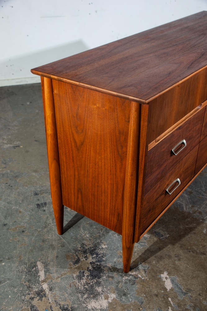 Mid Century Modern Dresser Credenza Walnut 9 Drawer Restored Lane Drexel Vintage - Image 9