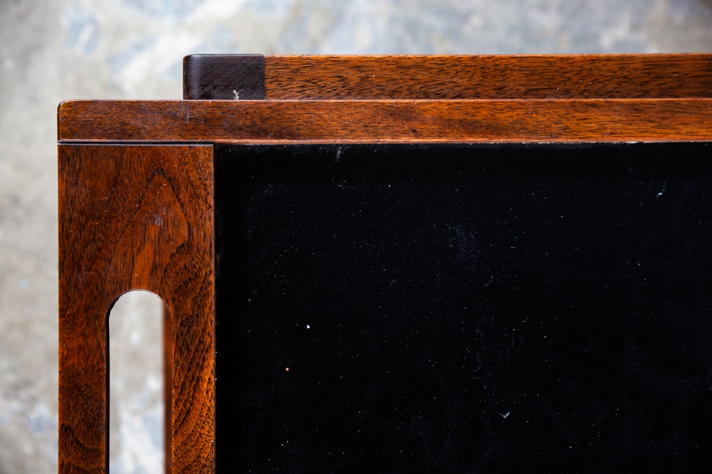 Mid Century Modern Serving Cart Trolley Rolling Tray Black Table Walnut Vintage - Image 8